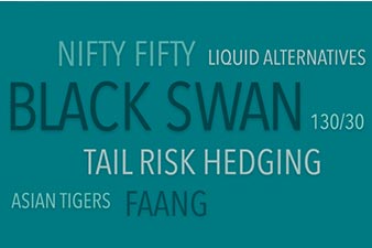 Poster containing the names of different investment fads