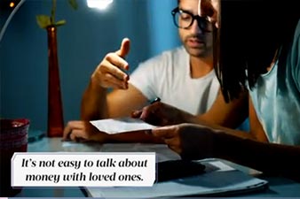 Couple having a difficult conversation about money