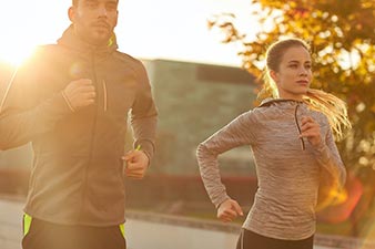 Young couple out jogging