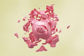 Smashed piggy bank