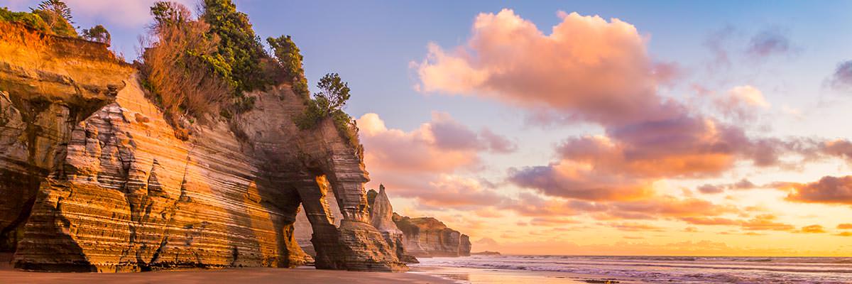 Sunset at Tongaporutu beach, northern Taranaki
